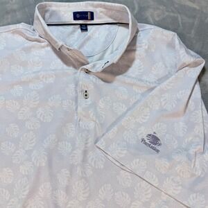 STITCH Golf Polo Shirt Men's XXL Tropical Leaf Print Performance Short Sleeve